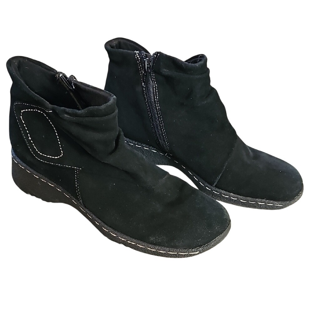 BareTraps Size 8 Leather Suede Black Ankle Side Zip Boots "Kidnap" Style